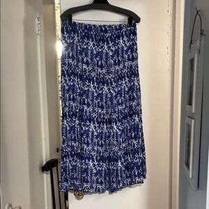 Allison Daley Blue and White Tiered Maxi Skirt
